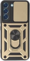 Samsung Galaxy Uyumlu   S23 Fe Kılıf Pars Lens Yüzüklü Silikon - Gold Belirtilmemiş