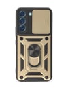 Samsung Galaxy Uyumlu   S23 Kılıf Pars Lens Yüzüklü Silikon - Gold Belirtilmemiş