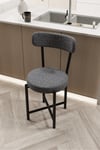 Sandalye 1 Adet Keten Kumaş Metal Ayak Modern Mutfak Sandalyesi Cafe Balkon Ofis Teddy 9816 Gri Çok Renkli