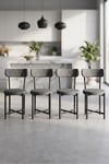 Sandalye 4 Adet Keten Kumaş Metal Ayak Modern Mutfak Sandalyesi Cafe Balkon Ofis Teddy 9809 Antrasit Çok Renkli