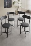 Sandalye 4 Adet Keten Kumaş Metal Ayak Modern Mutfak Sandalyesi Cafe Balkon Ofis Teddy 9809 Antrasit Çok Renkli