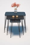 Siyah Tel 4'lü Sehpa Seti Siyah Çok Renkli