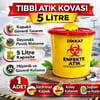 Tıbbi Atık Kovası 5 Litre 1 Adet Kapaklı Tıbbi Atık Kutusu Enfekte Atık Kovası Siyah