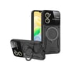 Vivo Y16 Uyumlu Kılıf Joy Lens Standlı Kapak - Siyah Belirtilmemiş