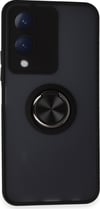 Vivo Y17s Uyumlu Kılıf Montreal Yüzüklü Silikon Kapak - Siyah Belirtilmemiş
