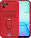 Xiaomi Mi 11 Lite Uyumlu Kılıf Zuma Kartvizitli Yüzüklü Silikon - Kırmızı Belirtilmemiş
