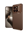 Xiaomi Mi 14t Pro Uyumlu Kılıf Auto Focus Karbon Kapak - Kahverengi Belirtilmemiş
