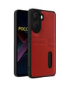 Xiaomi Poco X7 Pro Uyumlu Kılıf Sara Kartvizitli Deri Kılıf - Kırmızı Belirtilmemiş