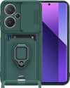 Xiaomi Redmi Note 13 Pro Plus Uyumlu Kılıf Zuma Kartvizitli Yüzüklü Silikon - Yeşil Belirtilmemiş