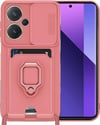 Xiaomi Redmi Note 13 Pro Plus Uyumlu Kılıf Zuma Kartvizitli Yüzüklü Silikon - Pembe Belirtilmemiş