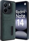 Xiaomi Redmi Note 14 4g Uyumlu Kılıf Sara Kartvizitli Deri Kılıf - Koyu Yeşil Belirtilmemiş