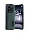 Xiaomi Redmi Note 14 4g Uyumlu Kılıf Sara Kartvizitli Deri Kılıf - Koyu Yeşil Belirtilmemiş