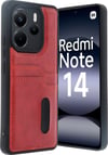 Xiaomi Redmi Note 14 4g Uyumlu Kılıf Sara Kartvizitli Deri Kılıf - Kırmızı Belirtilmemiş