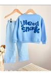 %100 Pamuk Unisex Çocuk Alt Üst Takım – Sweatshirt + Rahat Pantolon – 2-8 Yaş “I Need a Snack”