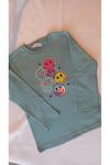 Basic Pamuklu Uzun Kollu Emoji Sweatshirt – Mint Yeşili