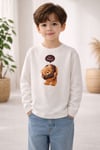 Milo+Sol Ayıcıklı Beyaz Basic Çocuk Sweatshirt – %100 Pamuk