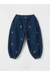 Milo+Sol Çocuk Unisex Ayıcık Nakışlı Denim Jean Balon Pantolon