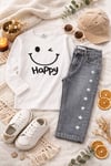 Milo+Sol Happy Basic Uzun Kollu Tişört – Pembe (7-8 Yaş)