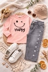 Milo+Sol Happy Basic Uzun Kollu Tişört – Pembe (7-8 Yaş)