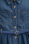 Milo+Sol Kız Çocuk %100 Pamuk Denim Düğmeli Kemerli Elbise