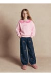 Milo+Sol Kız Çocuk Pembe Fırfırlı Yakalı Nakışlı Sweatshirt – Hello Chérie