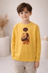 Milo+Sol Sarı Ayıcıklı Basic Çocuk Sweatshirt %100 Pamuk
