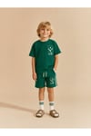 Milo+Sol SS26 Courtside %100 Pamuk Oversize Erkek Çocuk Şort Takım – Koyu Yeşil