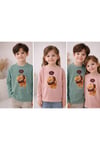 Milo+Sol Yeşil Ayıcıklı Basic Çocuk Sweatshirt %100 Pamuk