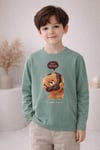 Milo+Sol Yeşil Ayıcıklı Basic Çocuk Sweatshirt %100 Pamuk