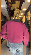 BORDO KADİFE YAKA CROP CEKET