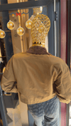 CAMEL KADİFE YAKA CROP CEKET