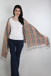 Açık Kahve Siyah Viscon - Cotton Şal