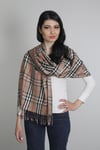 Açık Kahve Siyah Viscon - Cotton Şal
