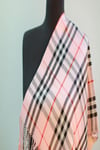 Açık Pembe Siyah Viscon - Cotton Şal