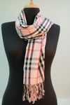 Açık Pembe Siyah Viscon - Cotton Şal