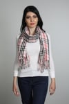 Açık Pembe Siyah Viscon - Cotton Şal