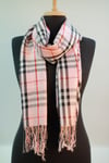 Açık Pembe Siyah Viscon - Cotton Şal