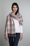 Açık Pembe Siyah Viscon - Cotton Şal