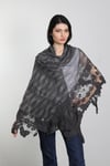 Antrasit Pamuk Ipek El İşi Dantel Şal