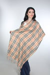 Bej Siyah Viscon - Cotton Şal