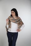Bej Siyah Viscon - Cotton Şal