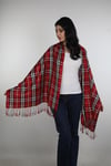 Bordo Siyah Viscon - Cotton Şal