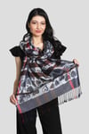 Gri Kahve desenli kaşmir Pashmina Şal
