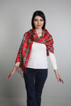 Kırmızı Siyah Viscon - Cotton Şal