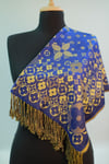 Sax Mavi Gold Pashmina Şal