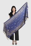 Sax Mavi Gold Pashmina Şal