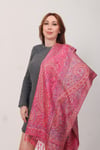 Shawl %100 İpek Çift Taraflı Coral Fuşya Multi Şal (70x190 cm)