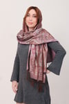 Shawl %100 İpek Çift Taraflı Lila Multi Şal (70x190 cm)