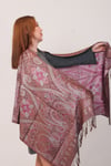 Shawl %100 İpek Çift Taraflı Lila Multi Şal (70x190 cm)