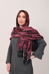 Shawl %100 İpek Çift Taraflı Mürdüm Gri Multi Şal (70x190 cm)